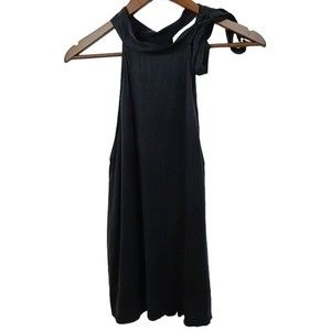 Majestic Fillatures Silk Linen Black High Neck Sleeveless Blouse 3 Small Womens